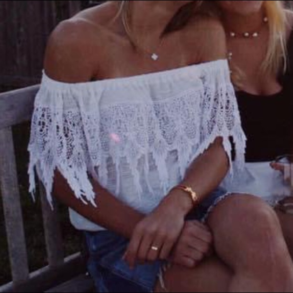 Honey Punch White Lace Crop Top